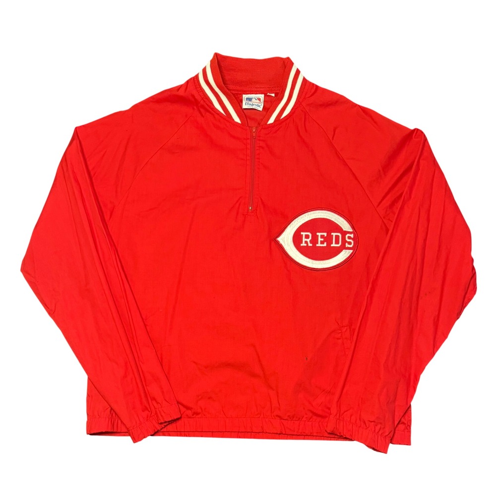 Majestic Cincinnati Reds Pullover Jacket Mens L Red Vintage 80s MLB Windbreaker